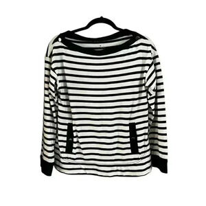 Kate Spade Women’s Sweater 100% Cotton Striped Pockets Size Medium Boxy